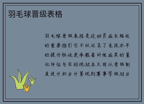 羽毛球晋级表格